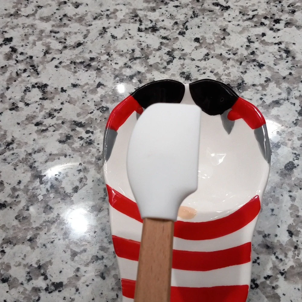 CWC 3-pc. Holiday Baking Tools Set In Red / White Spoon Rest| Spatula | Wihisk